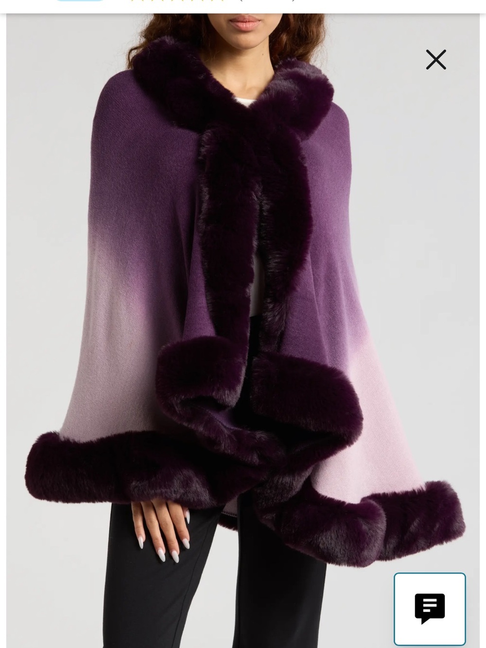 Brown Ombre Faux-Fur Trimmed Women's Sweater Cape